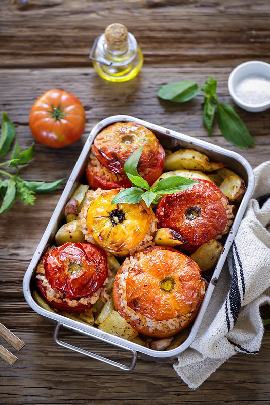Tomates farcies au riz - Recette italienne - Un déjeuner de soleil