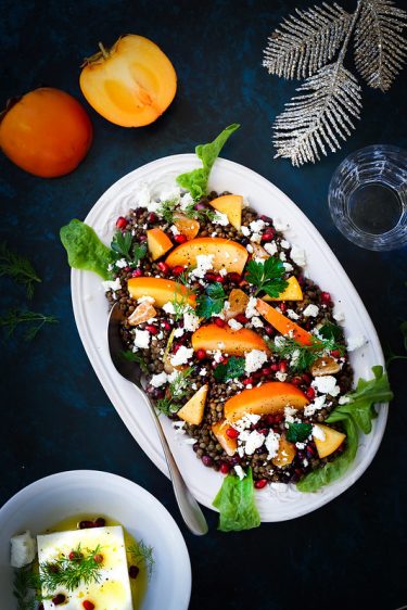 Salade De Lentilles Kaki Feta Et Grenade Recette Facile Un