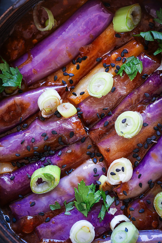 aubergines chinoise sauce piquante ail