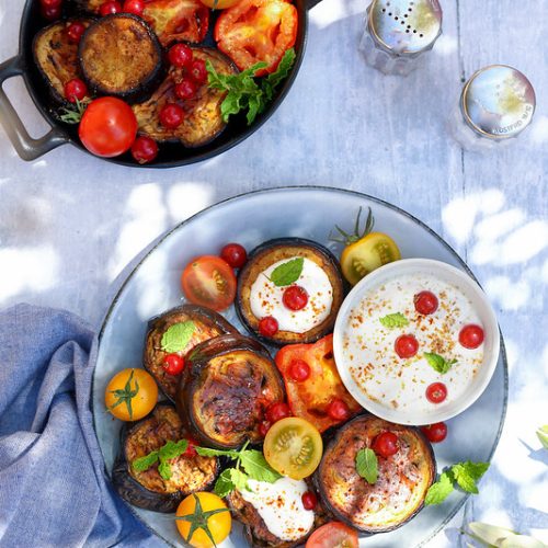 aubergines roties sauce yaourt