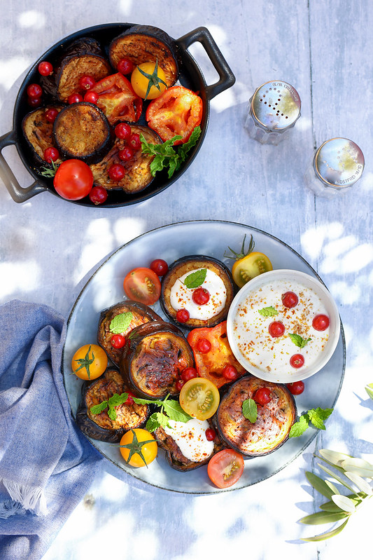 aubergines roties sauce yaourt