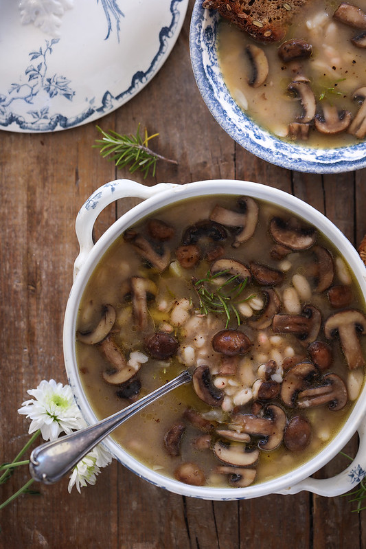 soupe champignons haricots blancs toscane