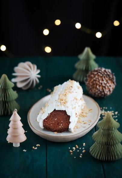 Bûche roulée vegan chocolat noisettes