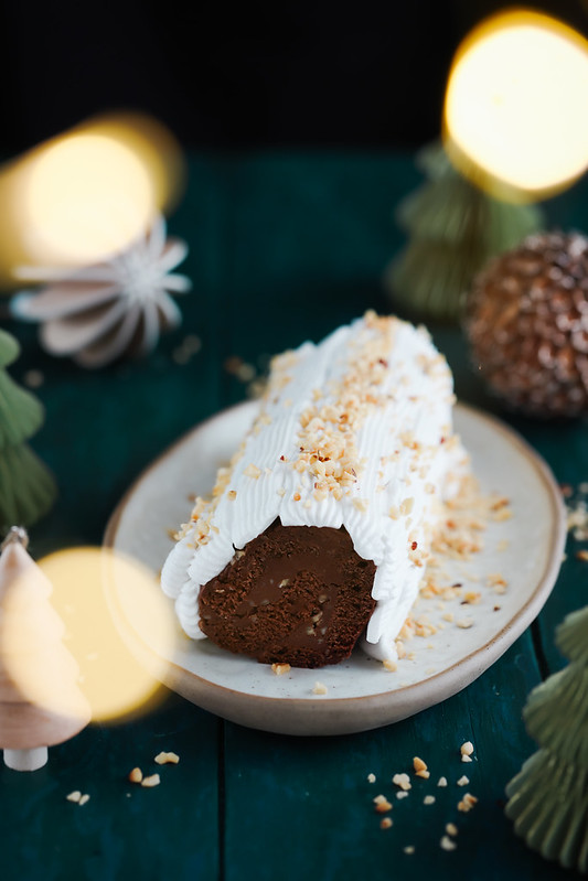 buche vegan roulee chocolat noisettes coco