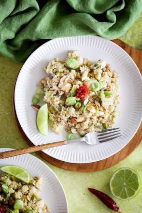 Chou-fleur sauté au gingembre et au poisson façon riz