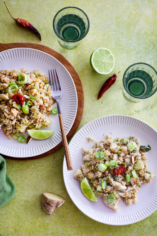 choufleur saute gingembre poisson comme riz saute sans gluten