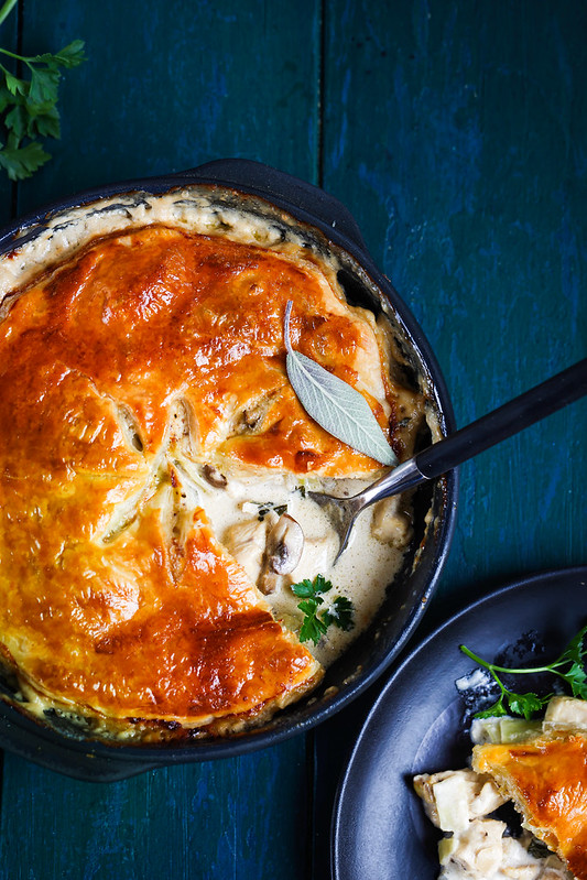 poulet champignons croute feuilletee